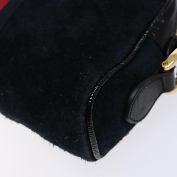 GUCCI Sherry Line Shoulder Bag Suede Navy Gold - Picture 12 of 16